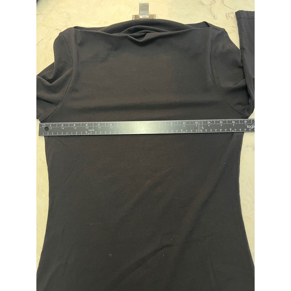 Kenar Womens Black Pima Cotton Modal Boat Neck 3/4 Sleeve Top Large RN 59478 - Picture 4 of 6
